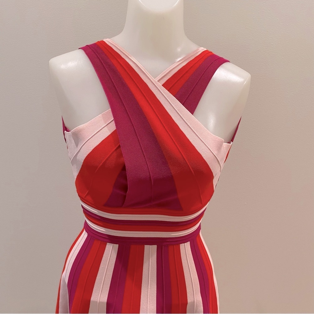 TED BAKER Hadliy Metropolis Skater Dress pink red bandage NWOT size 0 - Picture 5 of 13